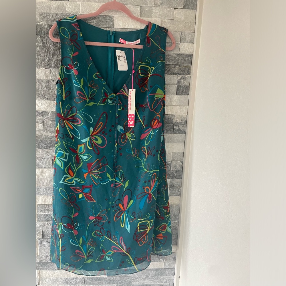 Women JEROME L’HUILLIER Abstract Sleeveless Silk Midi Dress- Teal-42, 8 or 10